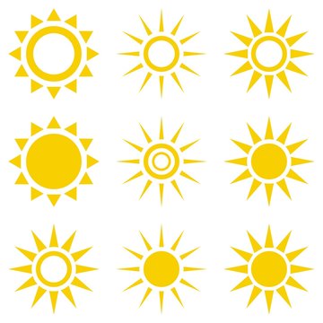 Sun icon set. Suns icon collection