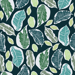 tropical botanical foliage seamless pattern