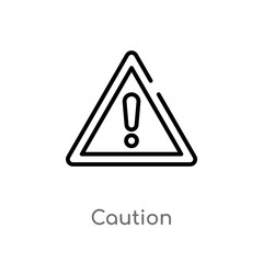 outline caution vector icon. isolated black simple line element illustration from alert concept. editable vector stroke caution icon on white background
