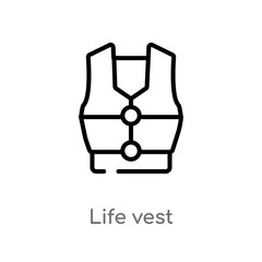 outline life vest vector icon. isolated black simple line element illustration from alert concept. editable vector stroke life vest icon on white background