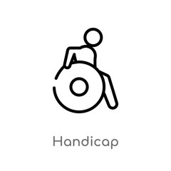 outline handicap vector icon. isolated black simple line element illustration from alert concept. editable vector stroke handicap icon on white background - obrazy, fototapety, plakaty
