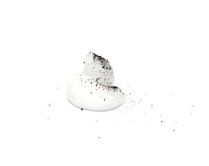 Shaving foam clean and comfortable shaving with active charcoal on a white background, isolate, close-up