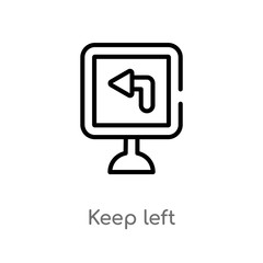 outline keep left vector icon. isolated black simple line element illustration from alert concept. editable vector stroke keep left icon on white background