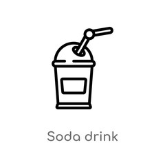 outline soda drink vector icon. isolated black simple line element illustration from american football concept. editable vector stroke soda drink icon on white background