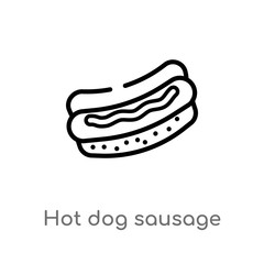 outline hot dog sausage in bread vector icon. isolated black simple line element illustration from american football concept. editable vector stroke hot dog sausage in bread icon on white background