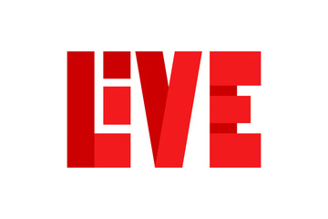 Red live streaming icon isolated on white background. Hand drawn lettering design for social media platforms. - Vector.