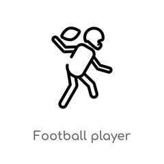 outline football player vector icon. isolated black simple line element illustration from american football concept. editable vector stroke football player icon on white background
