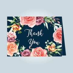 Beautiful floral card with thank you message