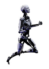 3D Rendering Male Robot on White