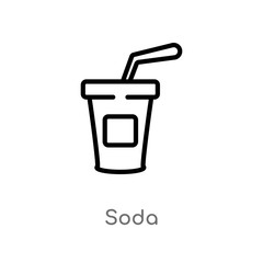 outline soda vector icon. isolated black simple line element illustration from american football concept. editable vector stroke soda icon on white background