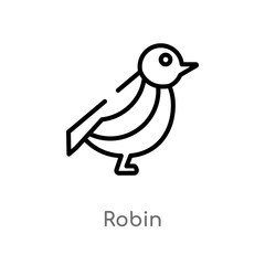 outline robin vector icon. isolated black simple line element illustration from animals concept. editable vector stroke robin icon on white background