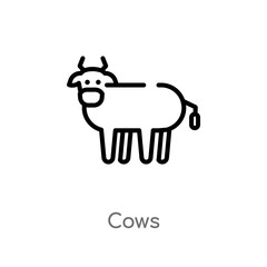 outline cows vector icon. isolated black simple line element illustration from animals concept. editable vector stroke cows icon on white background
