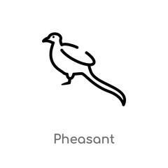 outline pheasant vector icon. isolated black simple line element illustration from animals concept. editable vector stroke pheasant icon on white background