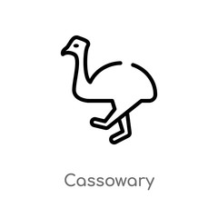 outline cassowary vector icon. isolated black simple line element illustration from animals concept. editable vector stroke cassowary icon on white background