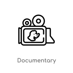 outline documentary vector icon. isolated black simple line element illustration from animals concept. editable vector stroke documentary icon on white background