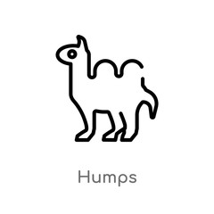 outline humps vector icon. isolated black simple line element illustration from animals concept. editable vector stroke humps icon on white background