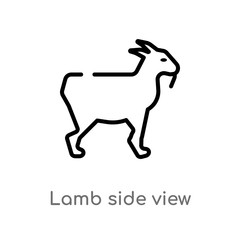 outline lamb side view vector icon. isolated black simple line element illustration from animals concept. editable vector stroke lamb side view icon on white background