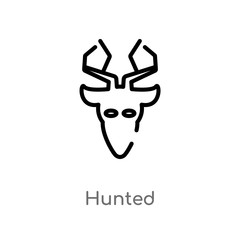 outline hunted vector icon. isolated black simple line element illustration from animals concept. editable vector stroke hunted icon on white background
