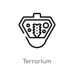 outline terrarium vector icon. isolated black simple line element illustration from animals concept. editable vector stroke terrarium icon on white background