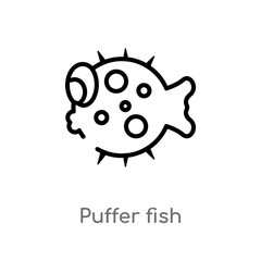 outline puffer fish vector icon. isolated black simple line element illustration from animals concept. editable vector stroke puffer fish icon on white background