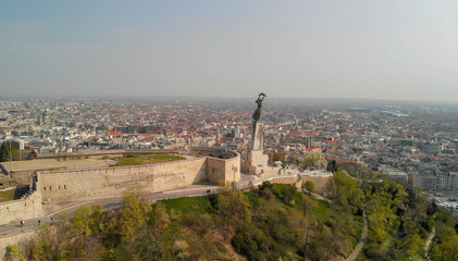 Aerial view of Budapest skyline and City Citadel