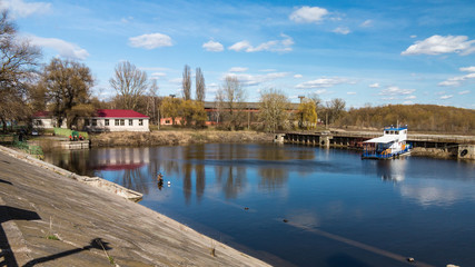 Chernihiv, Ukraine - 04/20/2015: City fishing site on the river's port bay