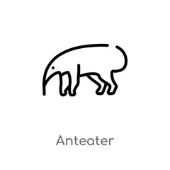 outline anteater vector icon. isolated black simple line element illustration from animals concept. editable vector stroke anteater icon on white background