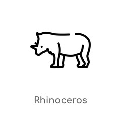 outline rhinoceros vector icon. isolated black simple line element illustration from animals concept. editable vector stroke rhinoceros icon on white background
