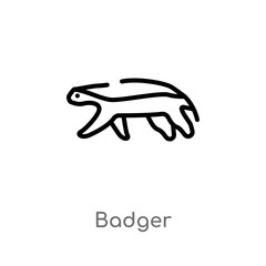 outline badger vector icon. isolated black simple line element illustration from animals concept. editable vector stroke badger icon on white background