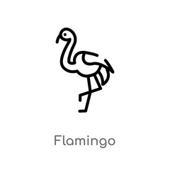 outline flamingo vector icon. isolated black simple line element illustration from animals concept. editable vector stroke flamingo icon on white background