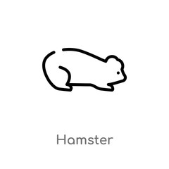 outline hamster vector icon. isolated black simple line element illustration from animals concept. editable vector stroke hamster icon on white background