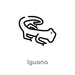 Fototapeta premium outline iguana vector icon. isolated black simple line element illustration from animals concept. editable vector stroke iguana icon on white background