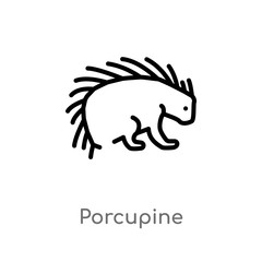 outline porcupine vector icon. isolated black simple line element illustration from animals concept. editable vector stroke porcupine icon on white background