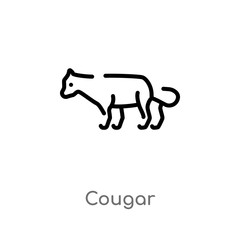 outline cougar vector icon. isolated black simple line element illustration from animals concept. editable vector stroke cougar icon on white background