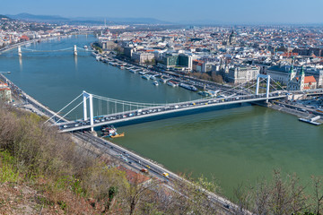 Fototapeta na wymiar Beautiful bridges of Budapest from Buda Hill