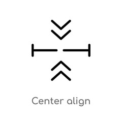 outline center align vector icon. isolated black simple line element illustration from arrows 2 concept. editable vector stroke center align icon on white background