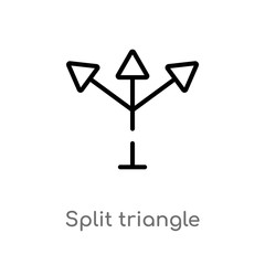 outline split triangle vector icon. isolated black simple line element illustration from arrows concept. editable vector stroke split triangle icon on white background
