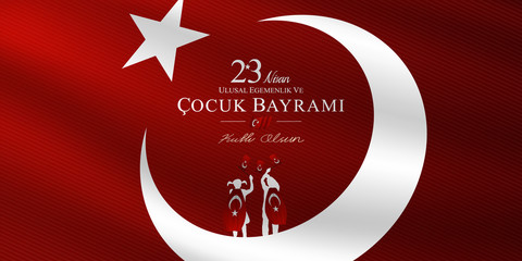 23 April, National Sovereignty and Children’s Day (23 nisan ulusal egemenlik ve cocuk bayrami) vector illustration to share on social media