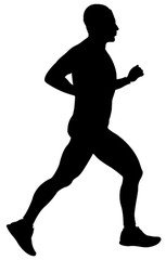 Fototapeta na wymiar Silhouette of running on white isolated background. Flat vector illustration. Healthy activity.