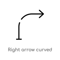 outline right arrow curved vector icon. isolated black simple line element illustration from arrows concept. editable vector stroke right arrow curved icon on white background