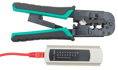 Lan cable clamping and tester