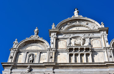 the great school of San Marco and the entrance to the civil hospital Venice Italy