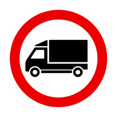 znak zakazu dla samochodów ciężarowych - obrazy, fototapety, plakaty