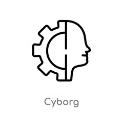Fototapeta na wymiar outline cyborg vector icon. isolated black simple line element illustration from artificial intellegence concept. editable vector stroke cyborg icon on white background