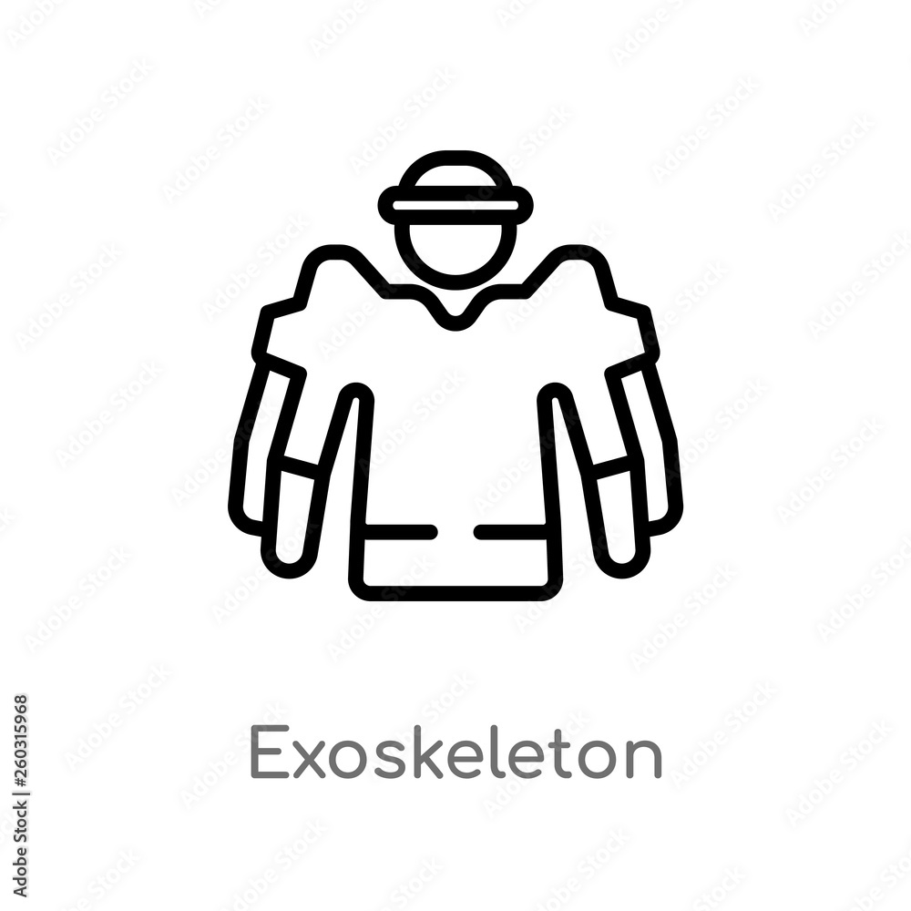 Wall mural outline exoskeleton vector icon. isolated black simple line element illustration from artificial int