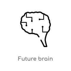 outline future brain vector icon. isolated black simple line element illustration from artificial intellegence concept. editable vector stroke future brain icon on white background