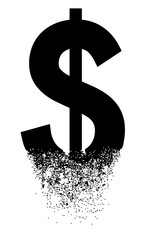 Financial crisis. Crashed dollar sign on white background. Business vector illustration