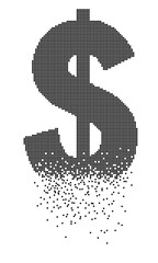 Financial crisis. Crashed dollar sign on white background. Business vector illustration