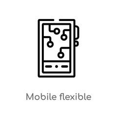 outline mobile flexible display vector icon. isolated black simple line element illustration from artificial intellegence concept. editable vector stroke mobile flexible display icon on white
