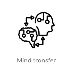outline mind transfer vector icon. isolated black simple line element illustration from artificial intellegence concept. editable vector stroke mind transfer icon on white background